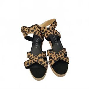 NWOT SOLE SOCIETY Carmelina 3in Wedge Espadrille Sandal with Elastic Ankle Strap